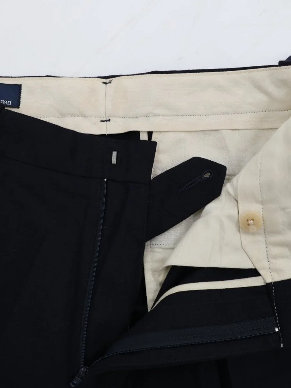 VTG Polo Ralph Lauren Dress Pant Mens 30 Straight Leg Pleated Wool Cuffed Blue
